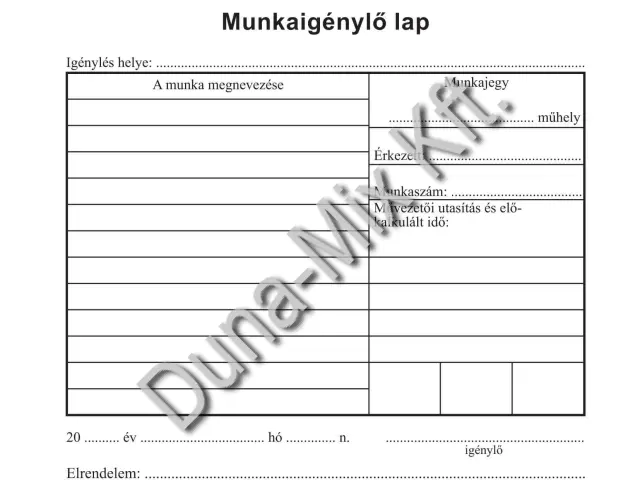 Munkaigénylő tömb